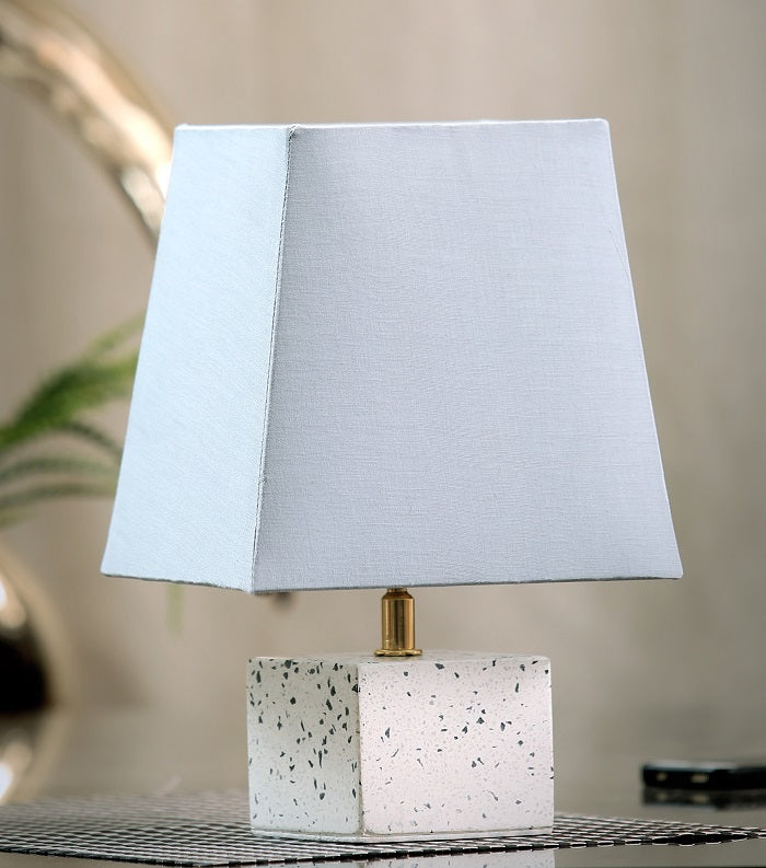 White Terazzo Table Lamp with Grey Shade