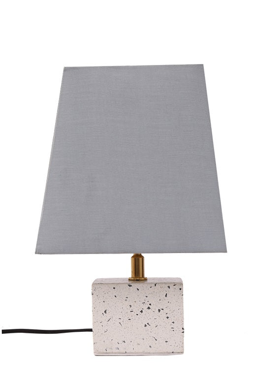 White Terazzo Table Lamp with Grey Shade