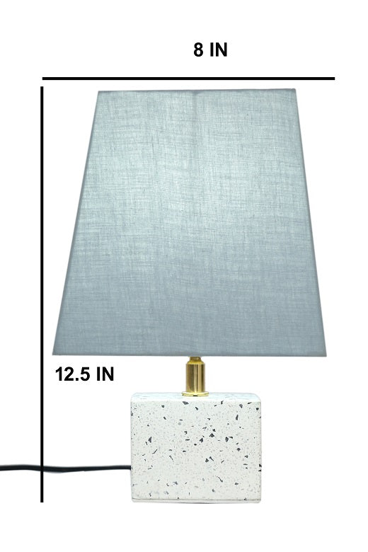 White Terazzo Table Lamp with Grey Shade