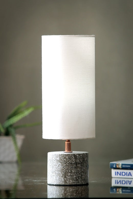 Grey Terazzo Table lamp with White Shade