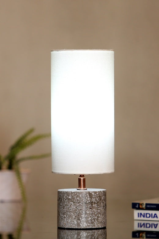 Grey Terazzo Table lamp with White Shade