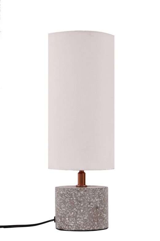 Grey Terazzo Table lamp with White Shade