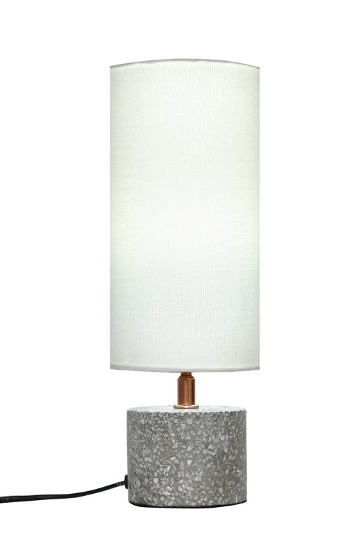 Grey Terazzo Table lamp with White Shade