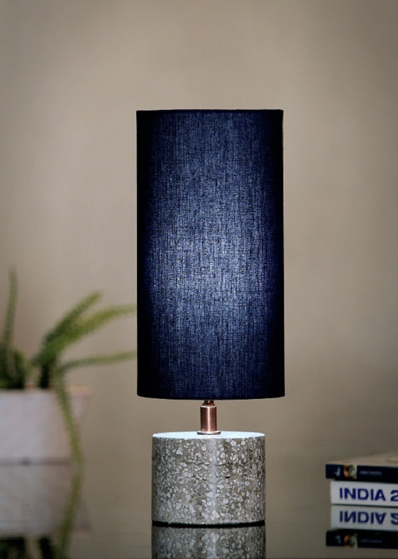 Grey Terazzo Table lamp with Blue Shade