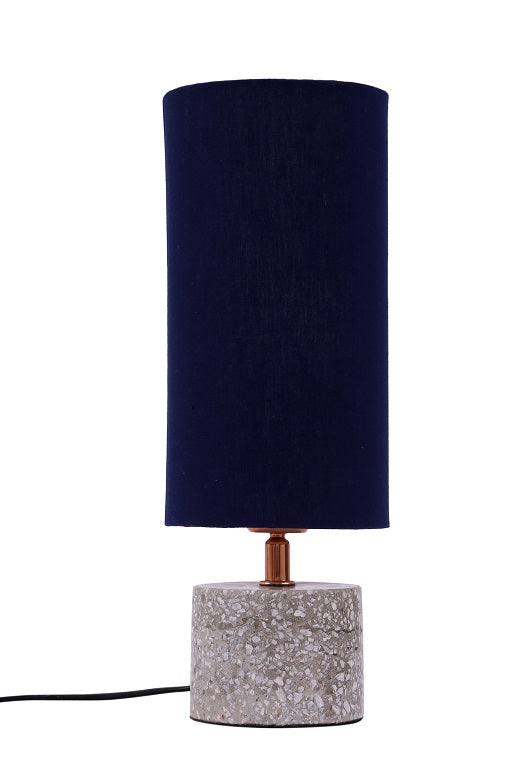 Grey Terazzo Table lamp with Blue Shade
