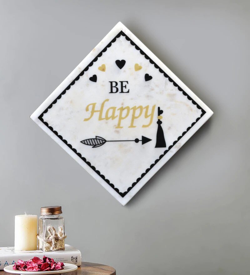 Be Happy Be Bright Be You Marble Wall Art