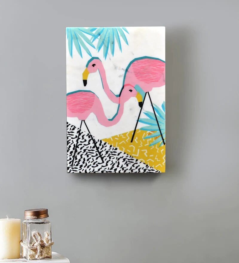Flamingos Marble Wall Art