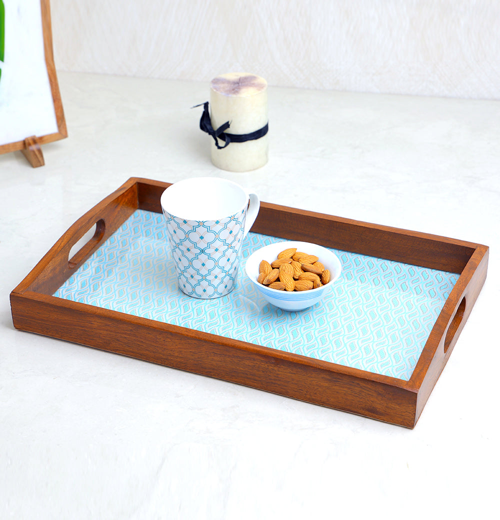 Decorative wooden serving tray 16"X 10" Blue