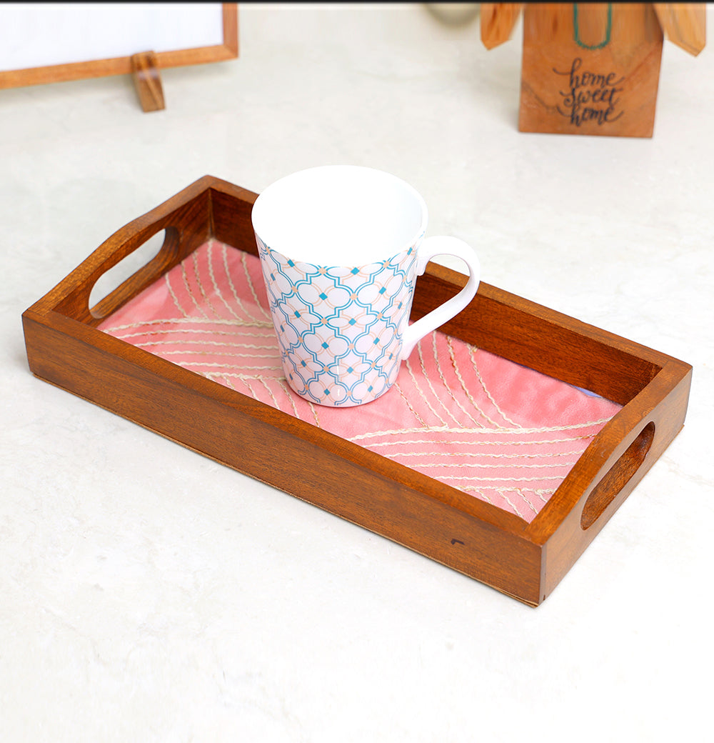 stunning wooden serving tray 12"X 6" Pink
