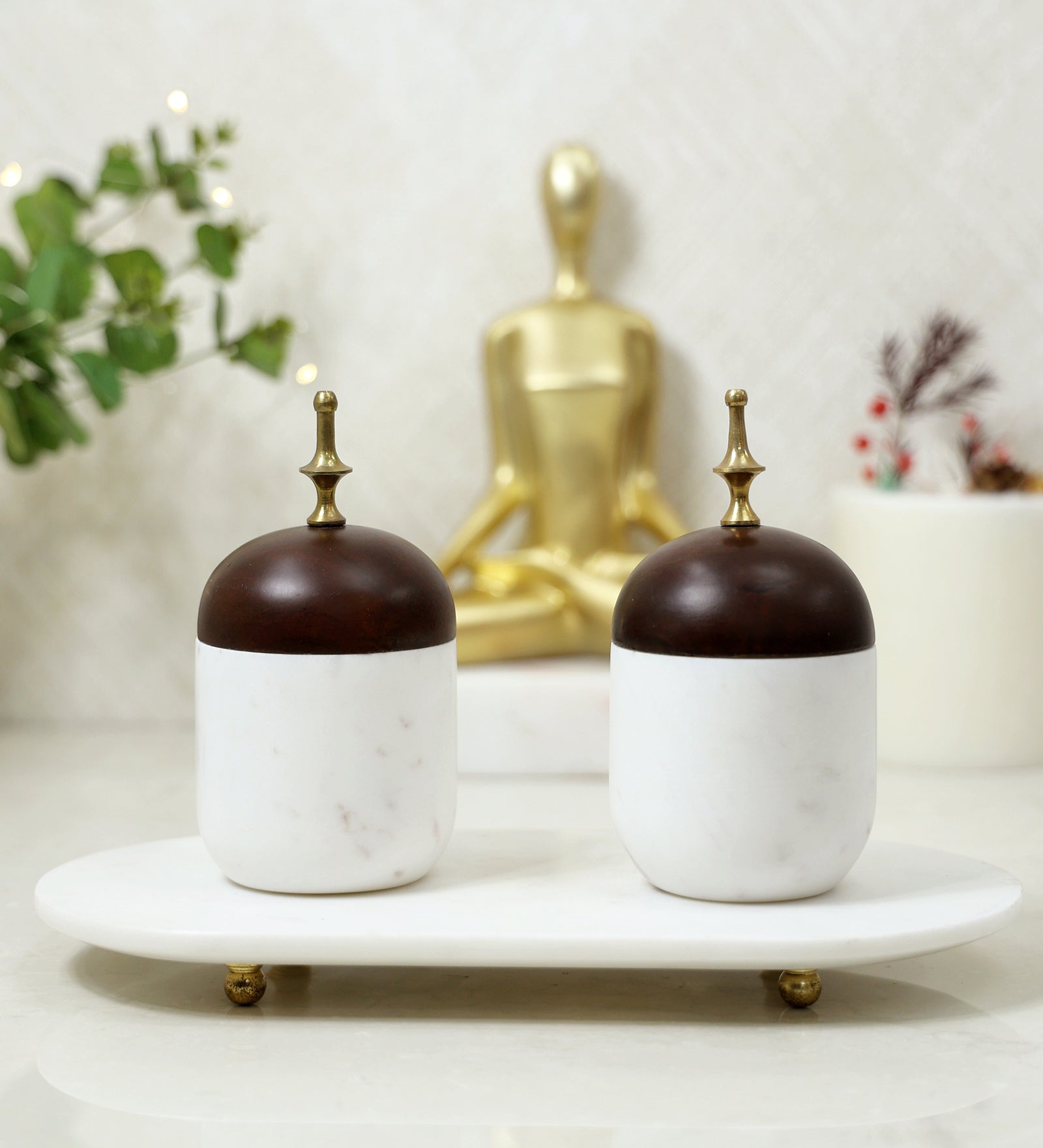Decorative Canister Set of 3 Canisters with Platter