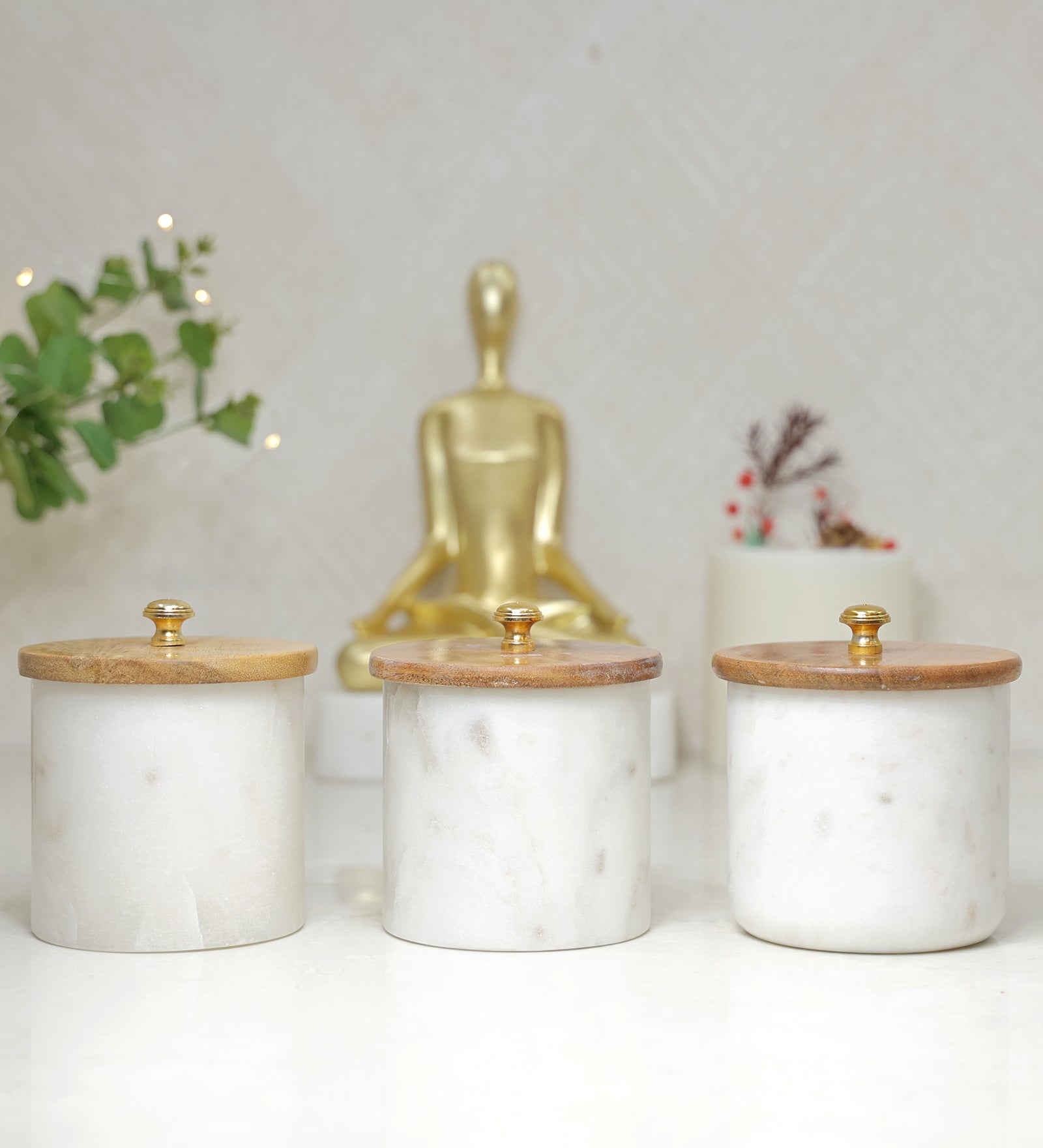 Contemporary Airtight Container Set of 3 Canisters with Platter