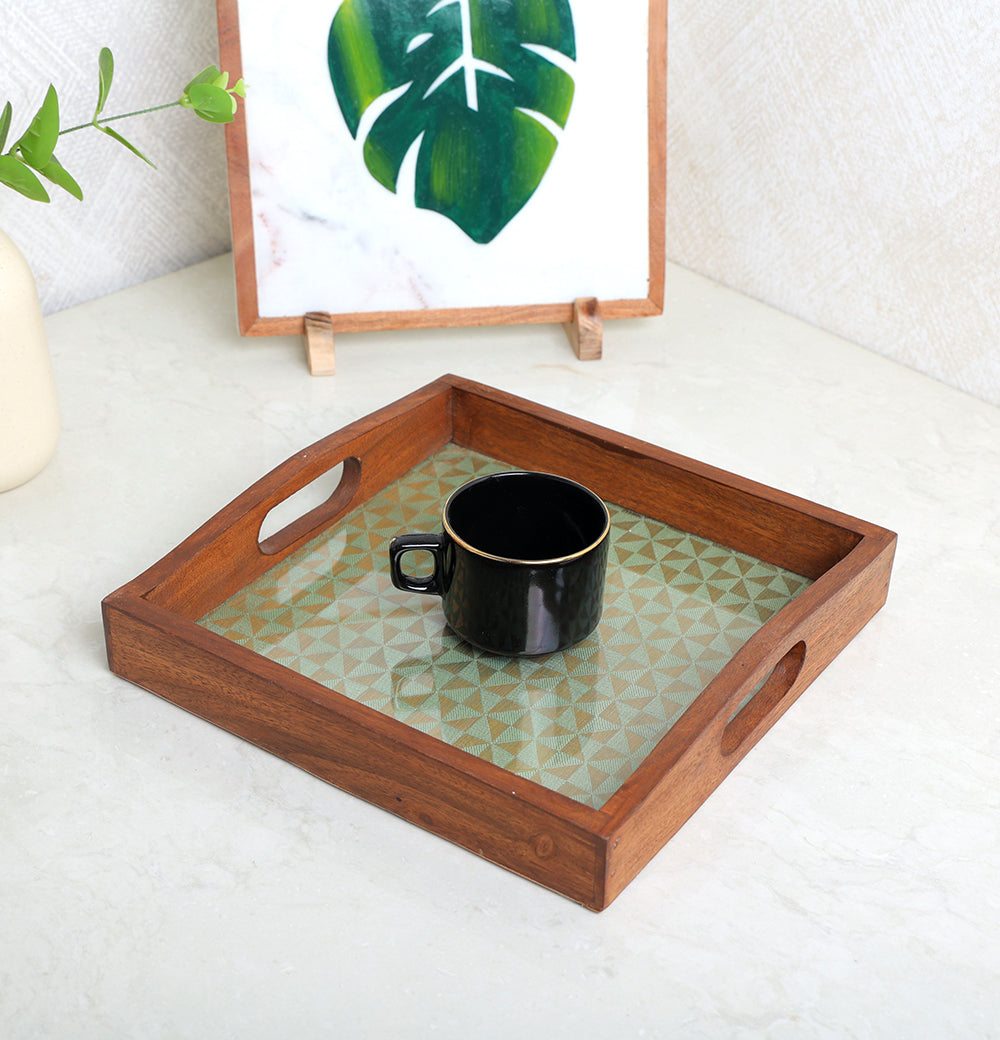 exquisite wooden serving tray 10"X 10" Green