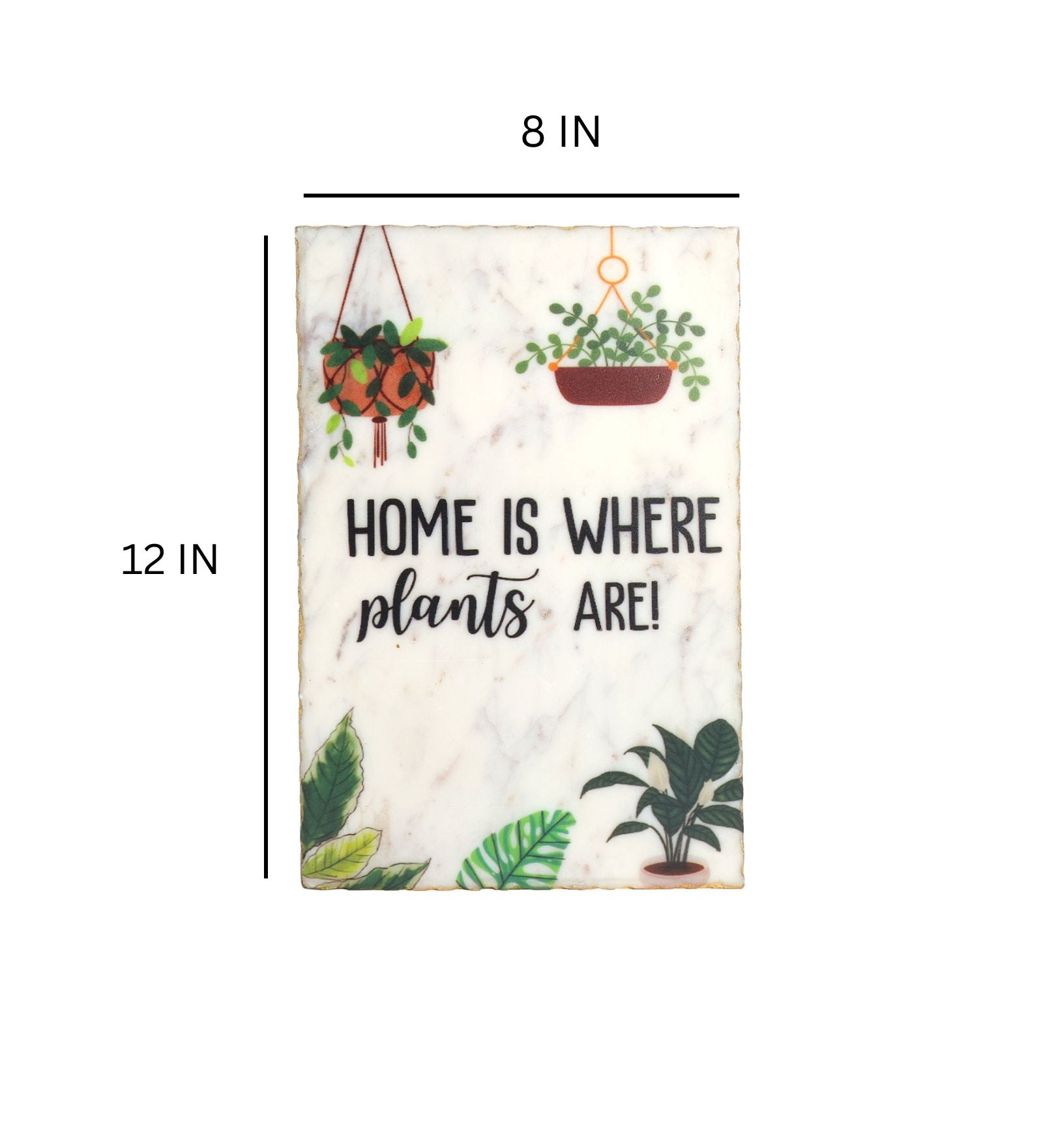 Home Is Where Plants Are Marble Wall Art