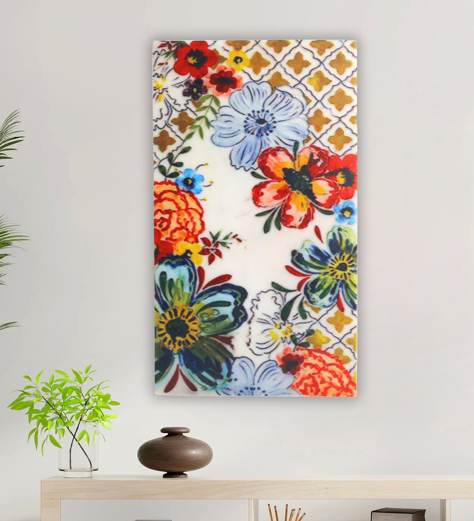 Radiant Flora Marble Wall Art