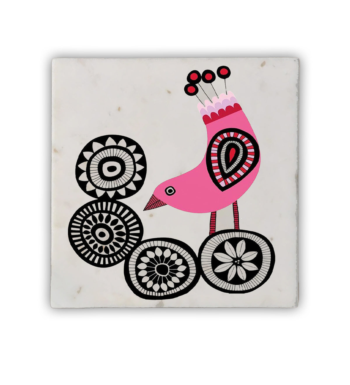 Pink Bird marble wall art