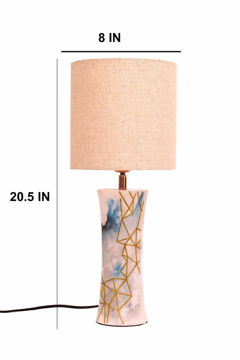 Marble Table Lamp with Beige Shade