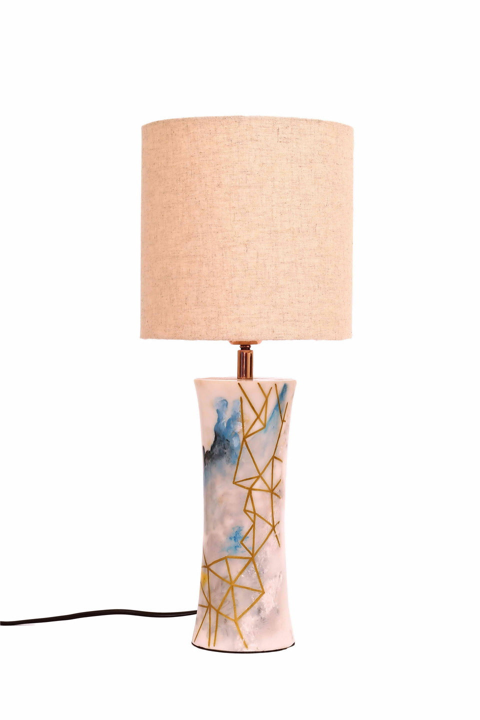 Marble Table Lamp with Beige Shade