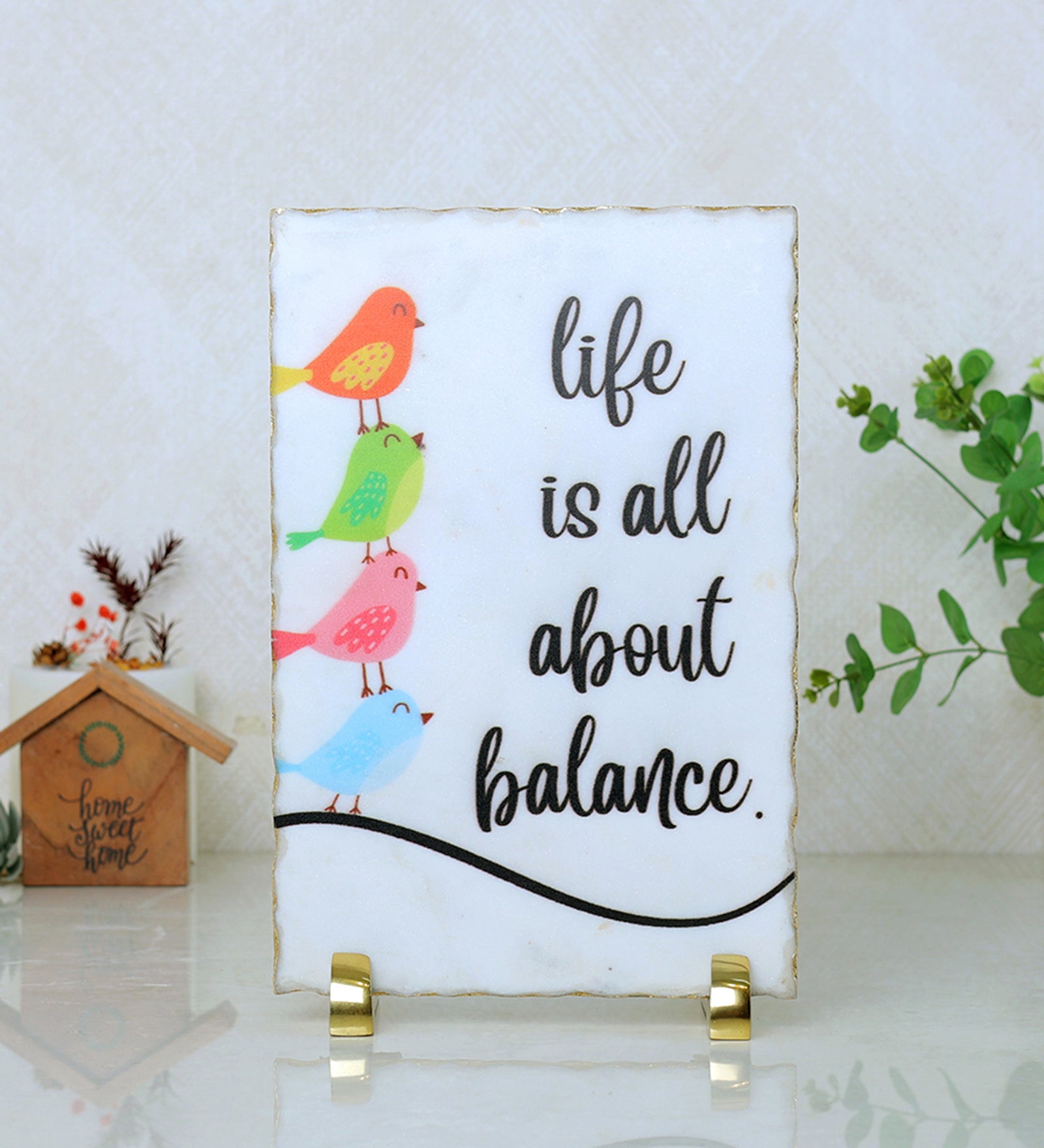 Life Is All About Balance Marble Table Decor Item