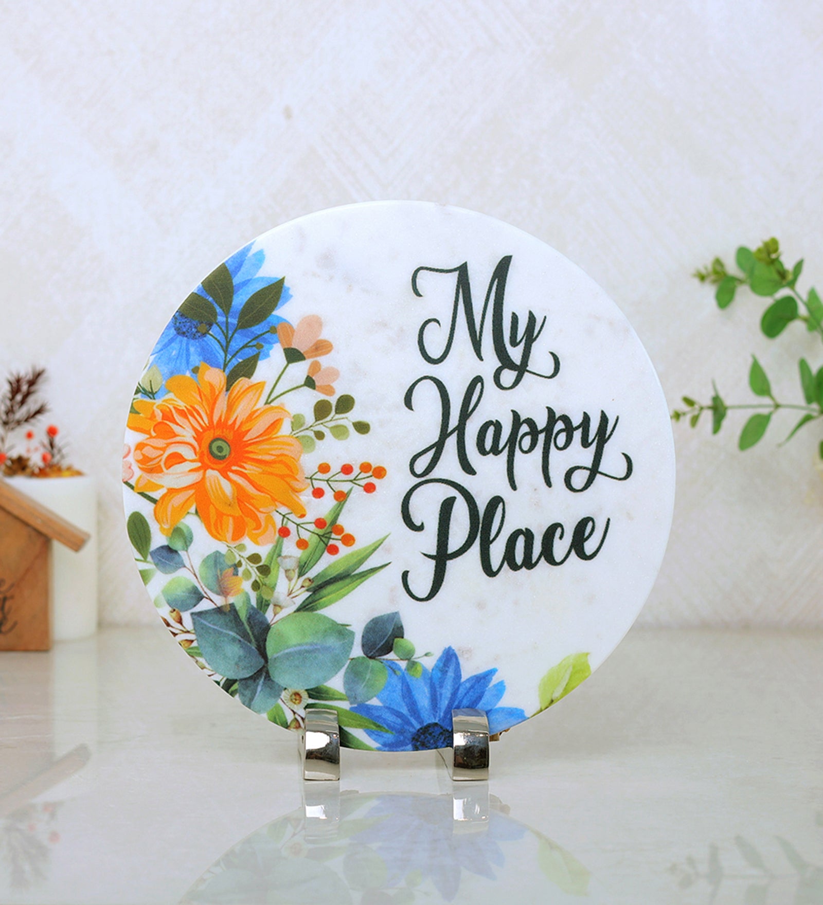 My Happy Place Marble Table Decor Item