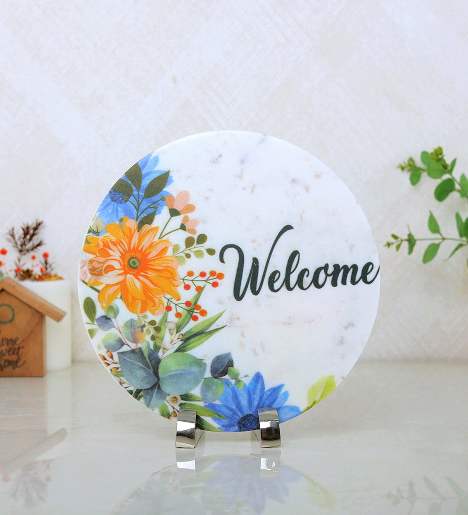 Welcome Marble Table Decor Item