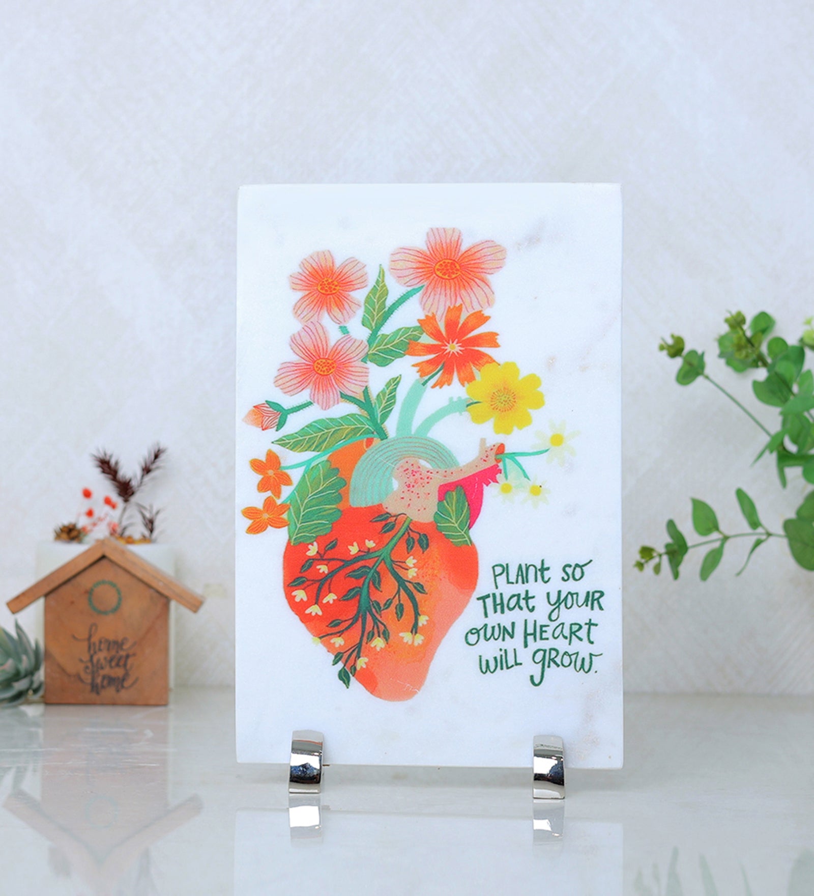 Plant So That Your Heart Will Grow Marble Table Decor Item