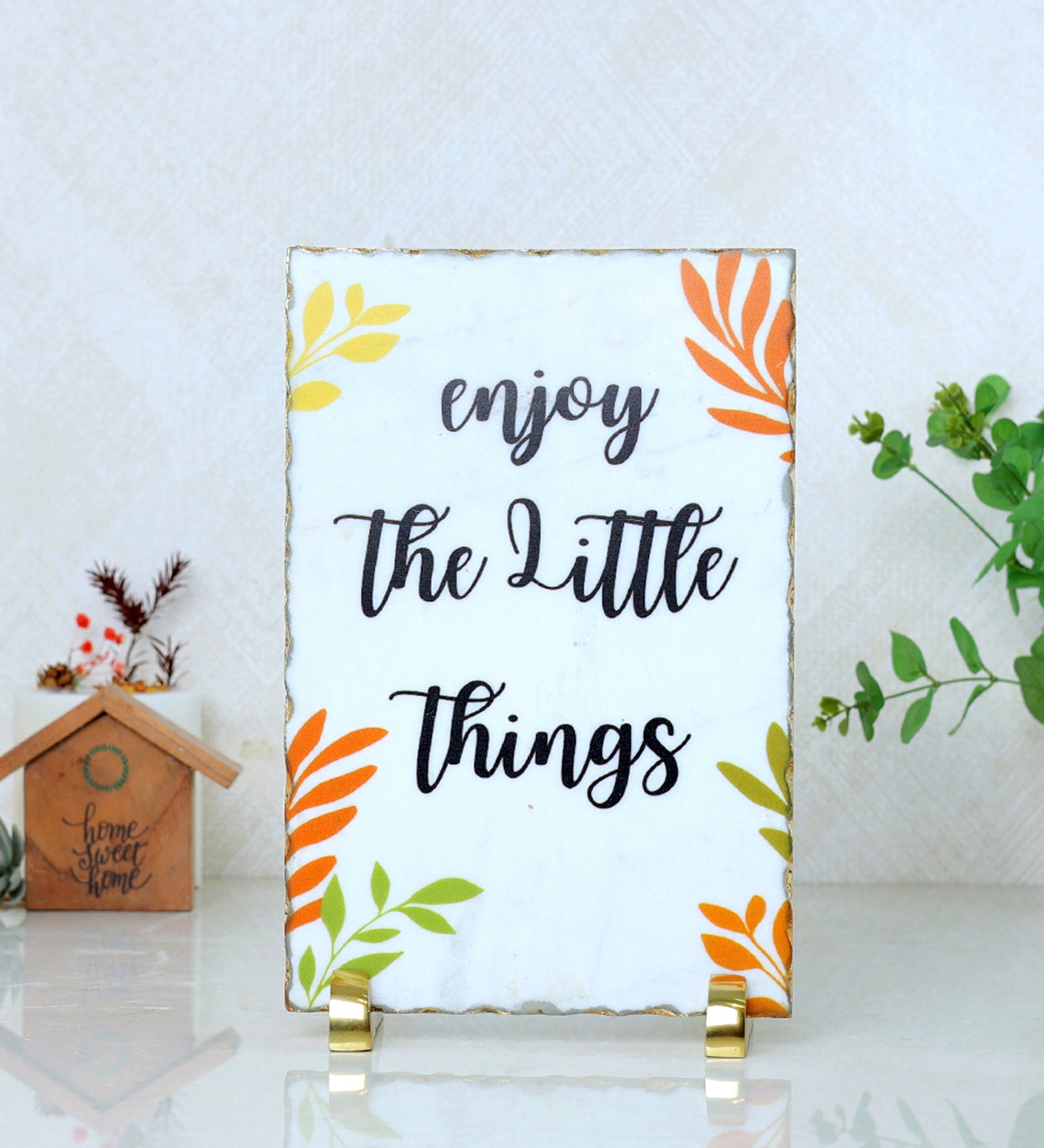 Enjoy The Little Things Marble Table Decor Item