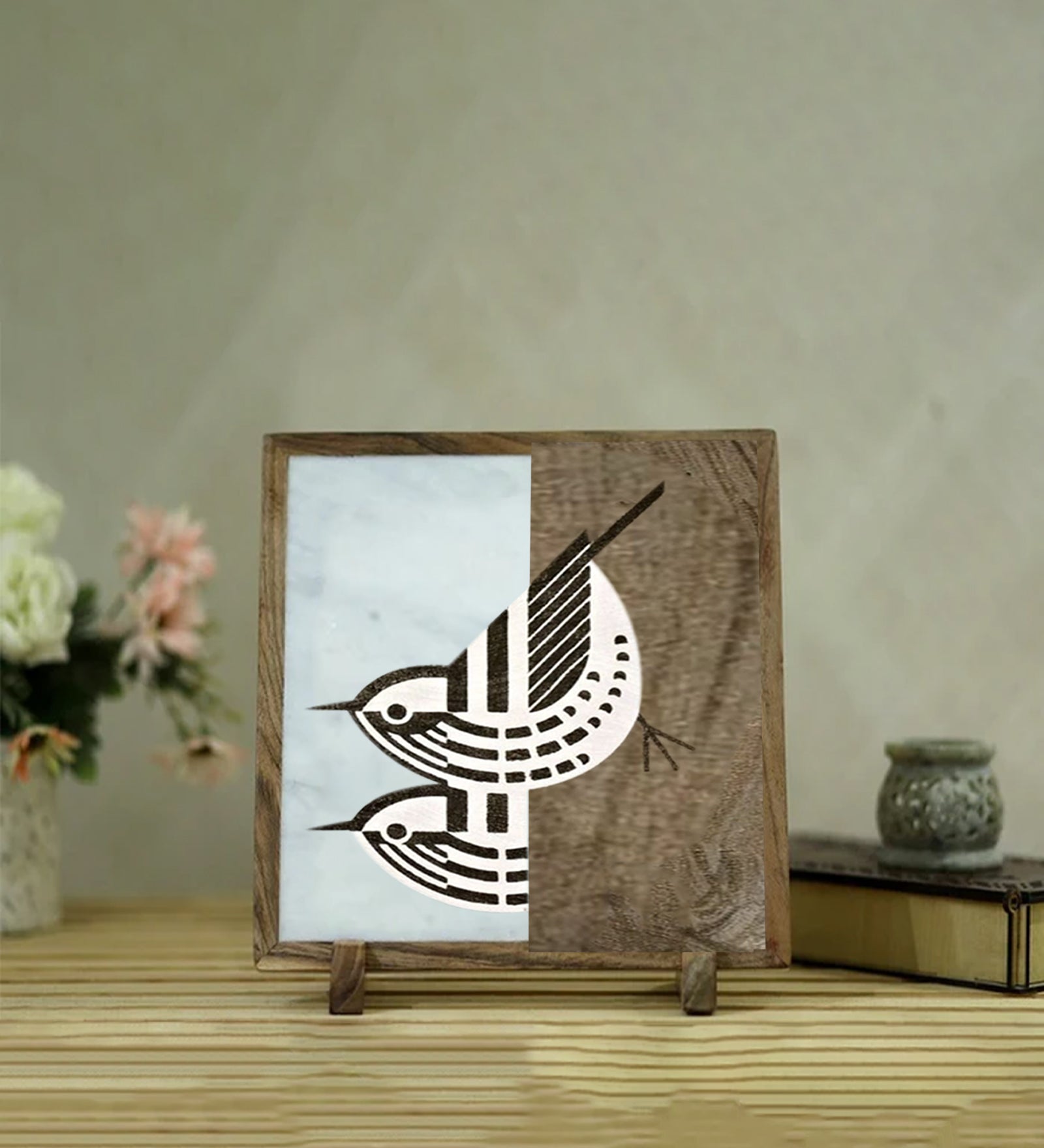 Chirping Duo Marble Showpiece