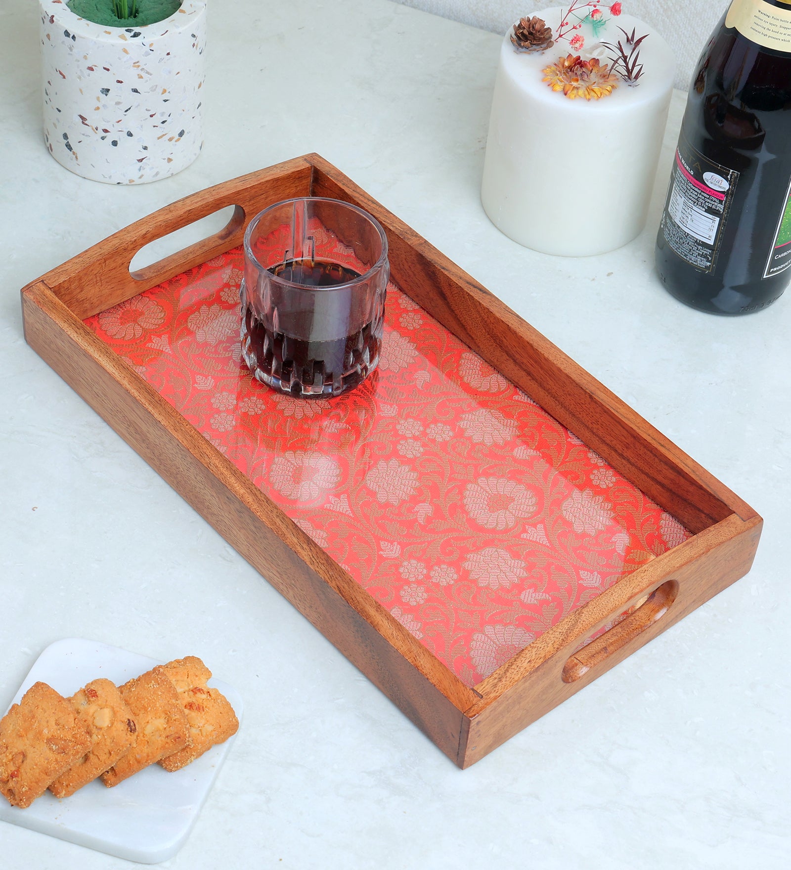 stunning wooden serving tray 14"X 8"