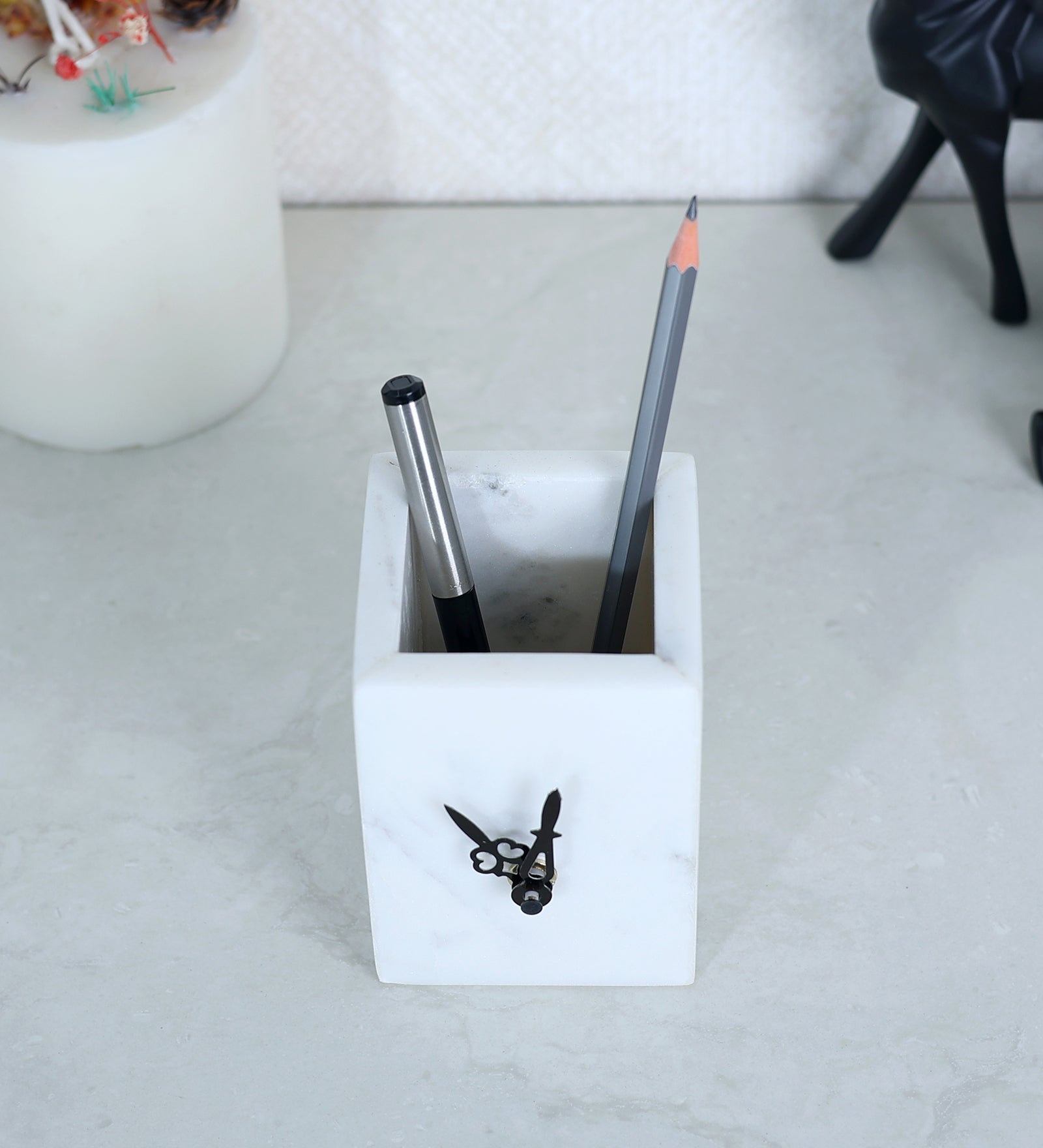 Marble Table Clock and Pen holder