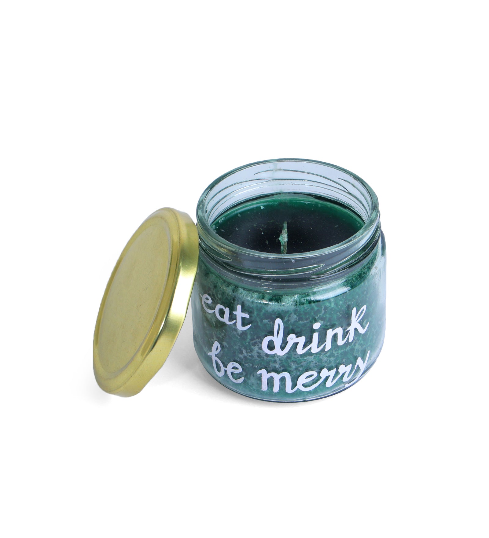 Eat Drink Be Merry Hand Painted Glass Candle Jar