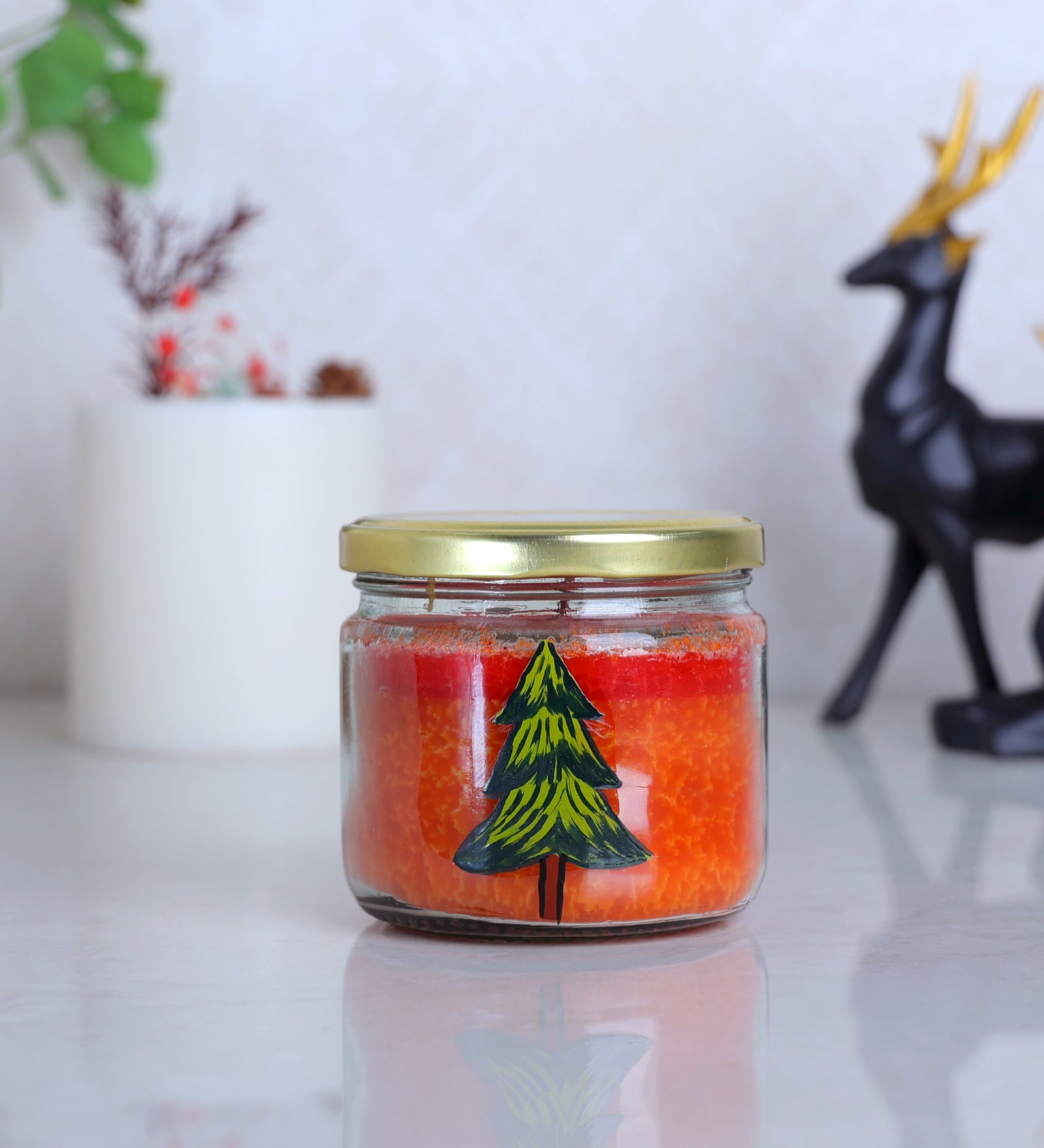 In Vogue Tree Hand Painted Glass Candle Jar