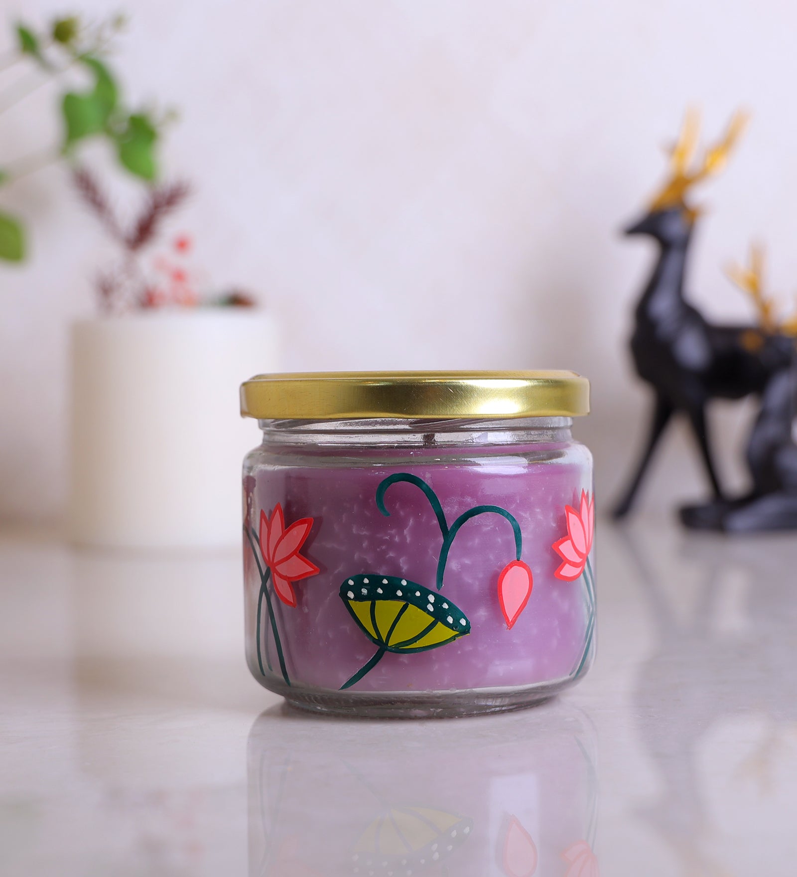 Stunning Hand Painted Glass Candle Jar