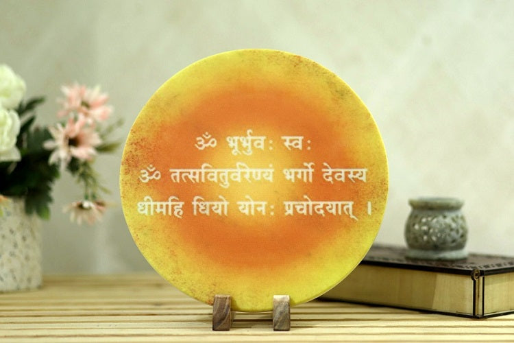 Gayatri Mantra Marble Table Decor Item
