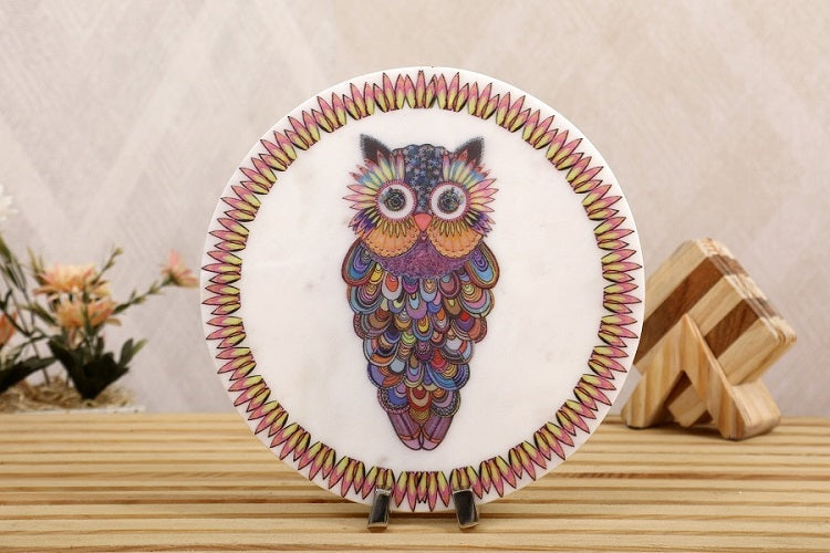 Owl-it-out Marble Table Decor Item