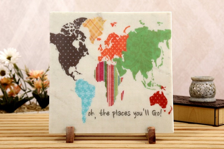 Map Marble Table Decor Item