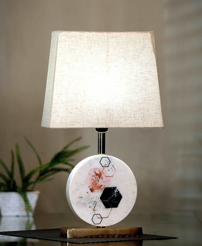 Hexagon Round Marble Table Lamp