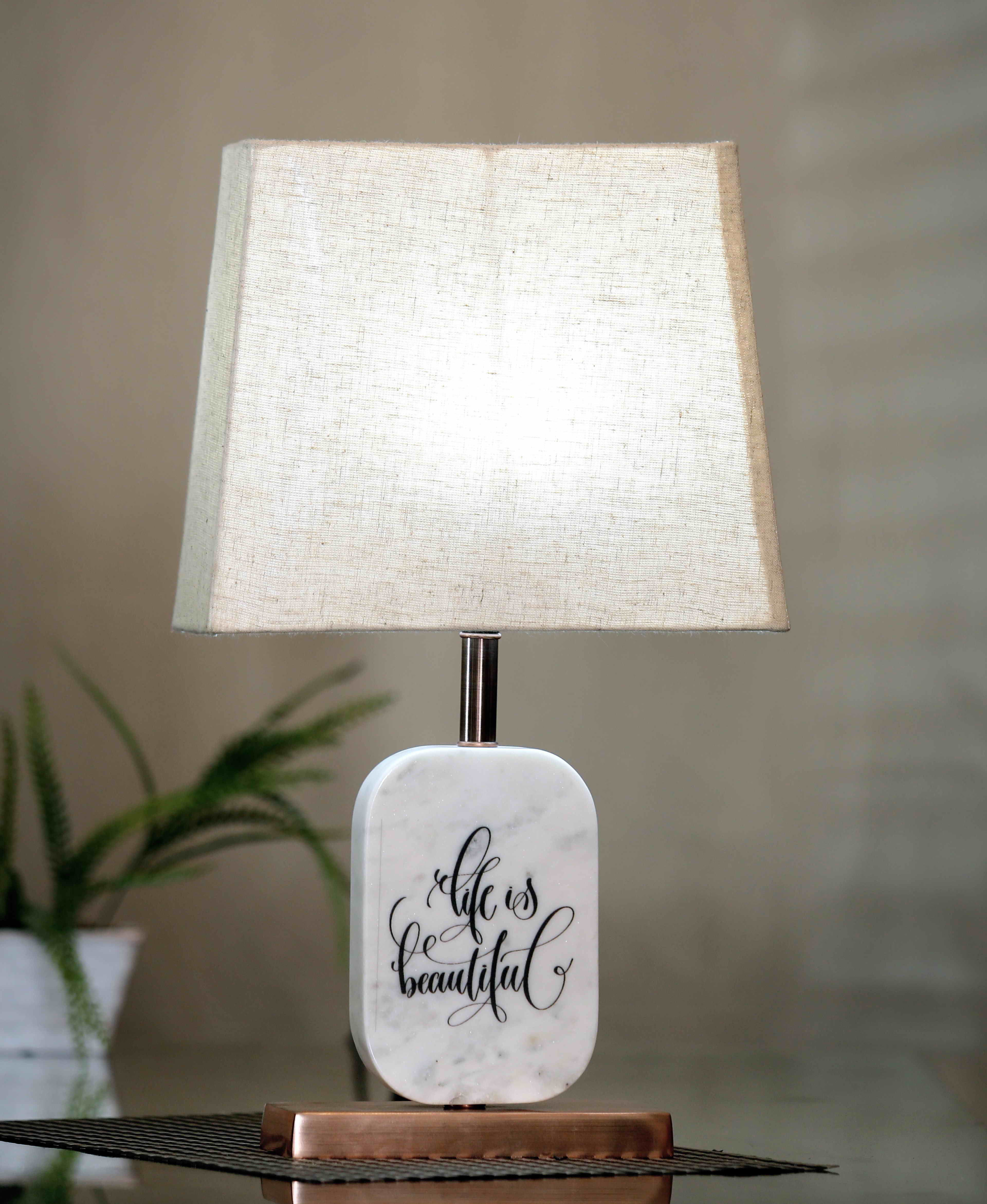 Life is Beautiful Marble Table Lamp Beige Copper