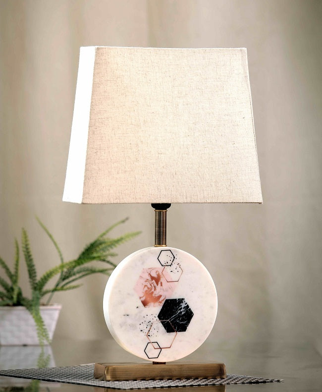 Hexagon Round Marble Table Lamp