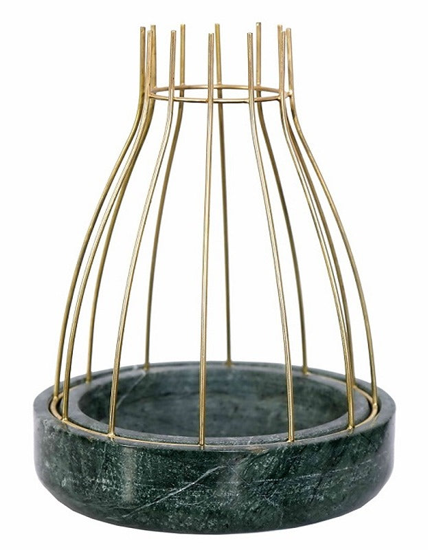 Green Marble Base with Gold Metal Web Planter