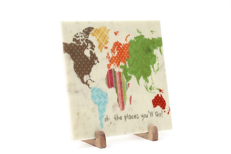 Map Marble Table Decor Item