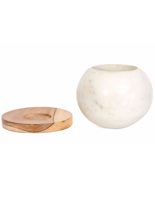Ball Planter with Wooden Plate