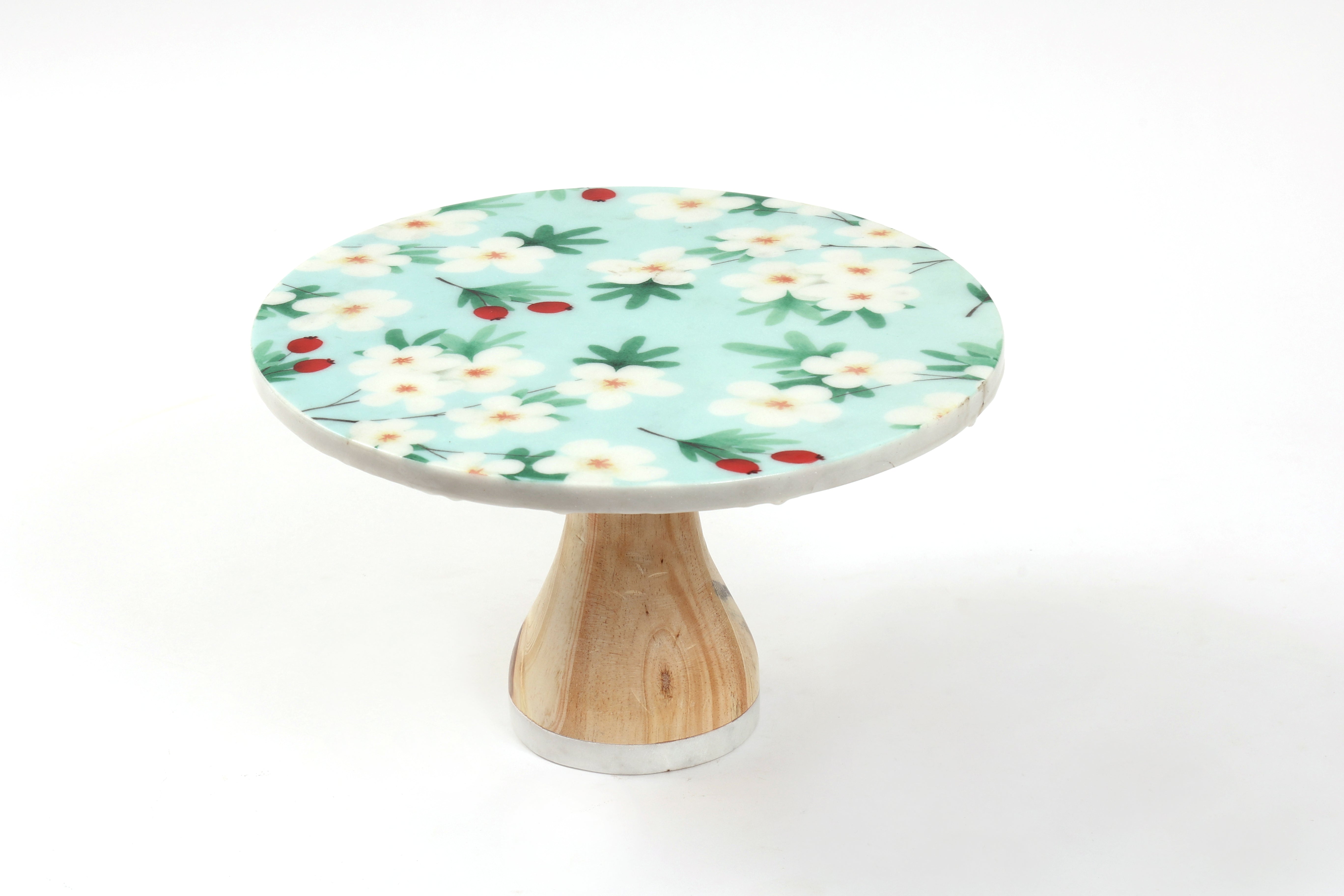 Flowered Marble Cake Stand