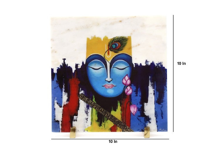 Divine Krishna Marble Table Decor Item