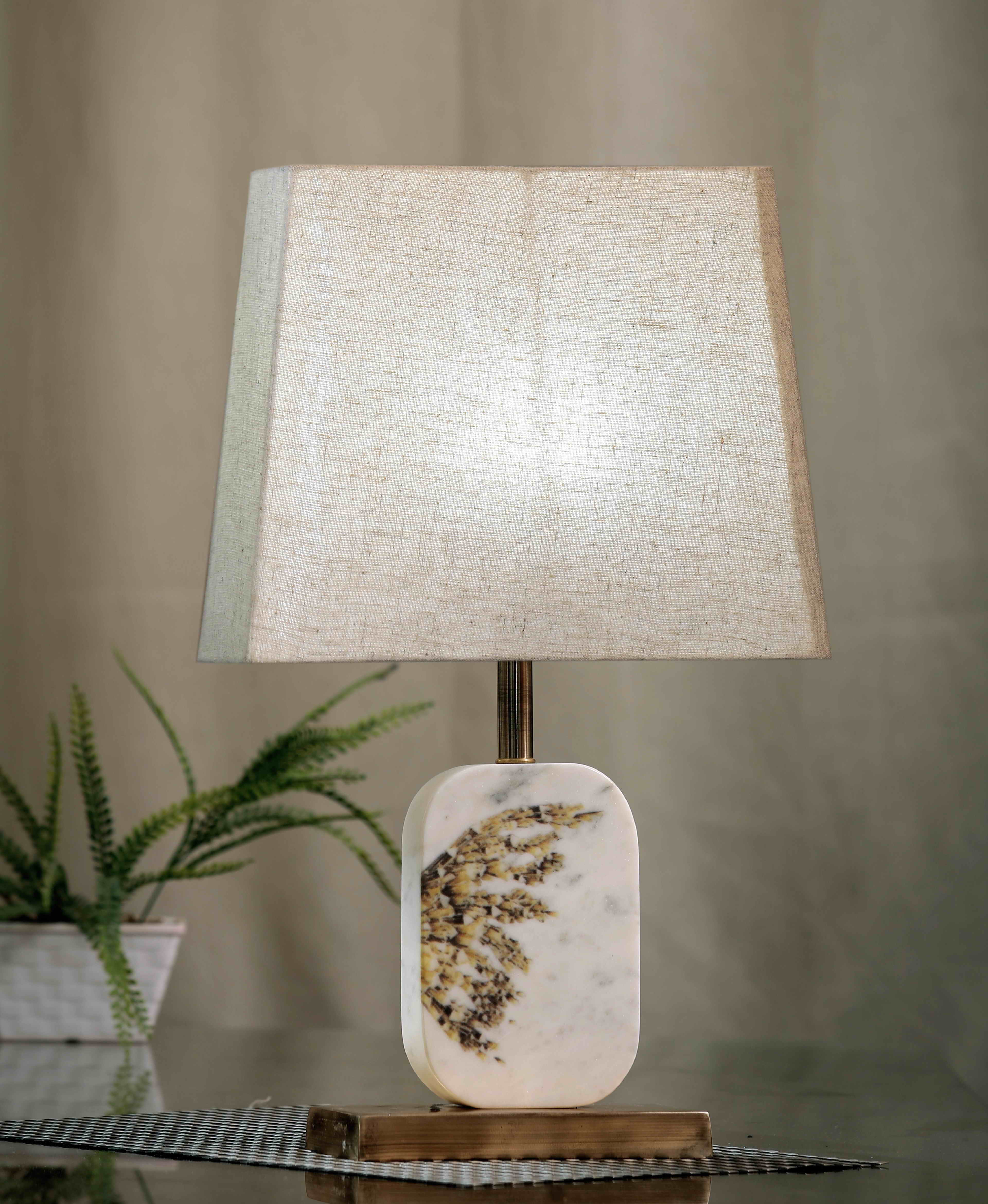 Winged Marble Table Lamp Beige Brass