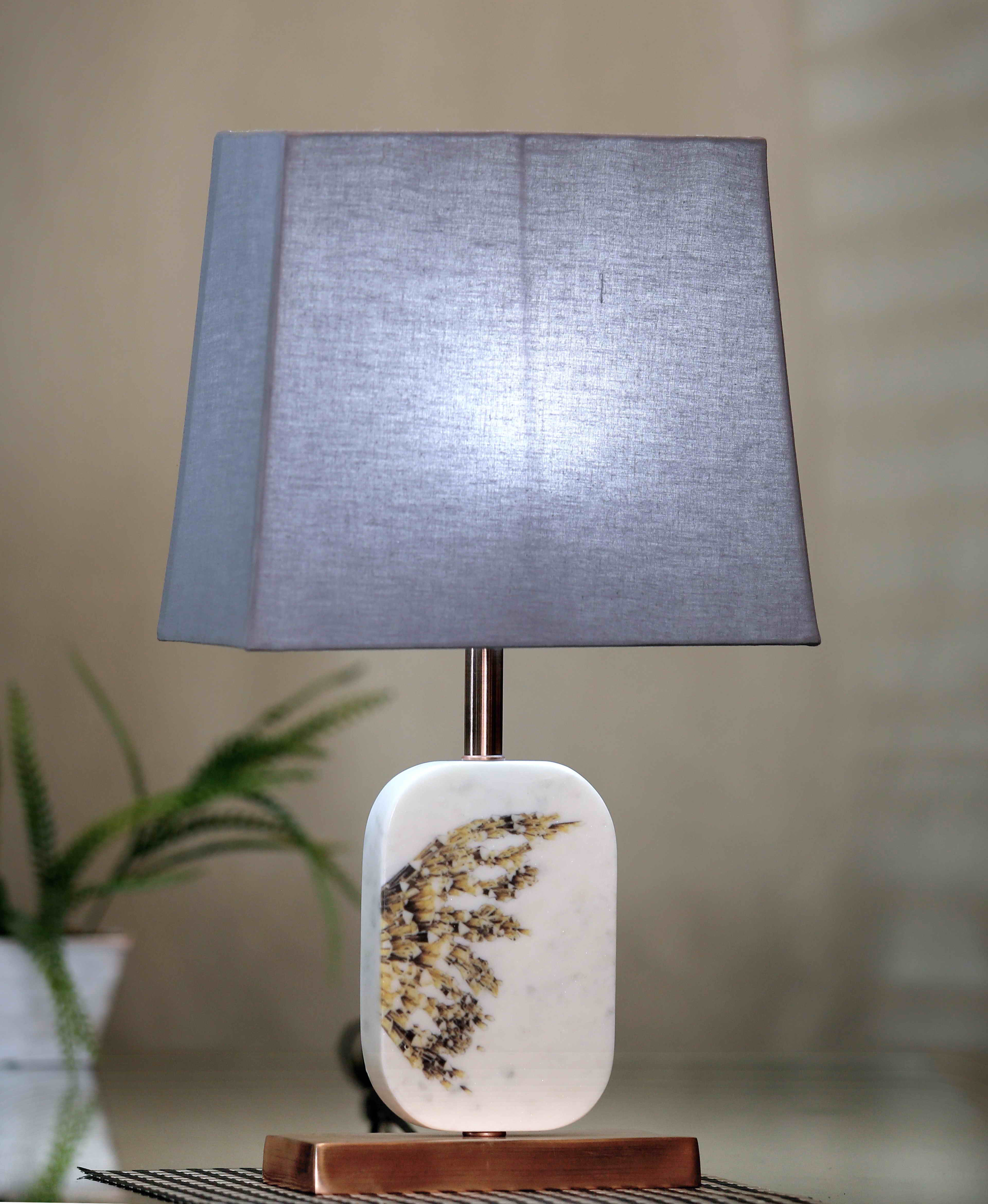 Winged Marble Table Lamp Grey Copper