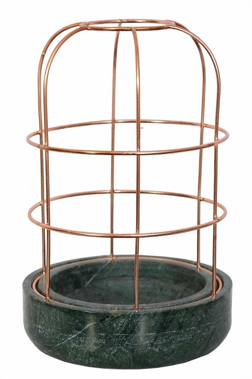 Green Marble Base with Copper Metal Planter