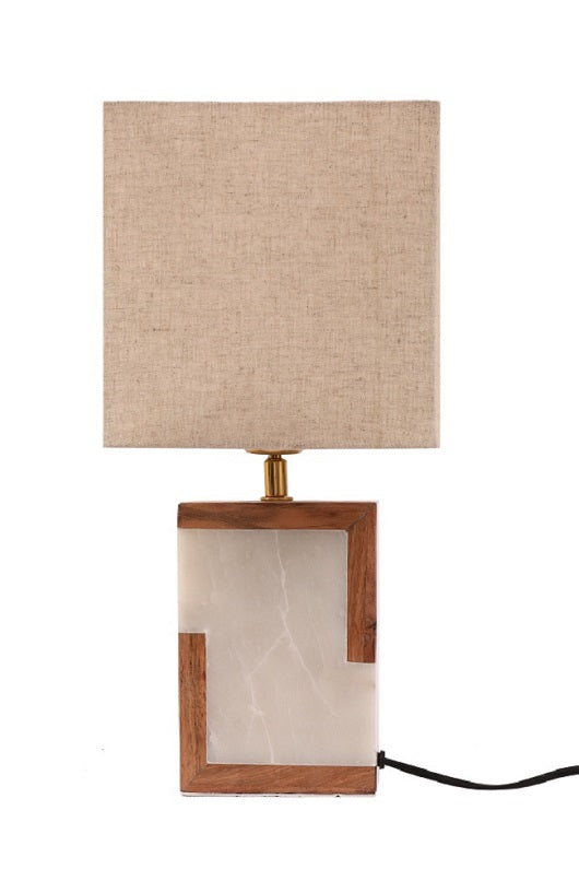 Wooden Corners Marble Table Lamp