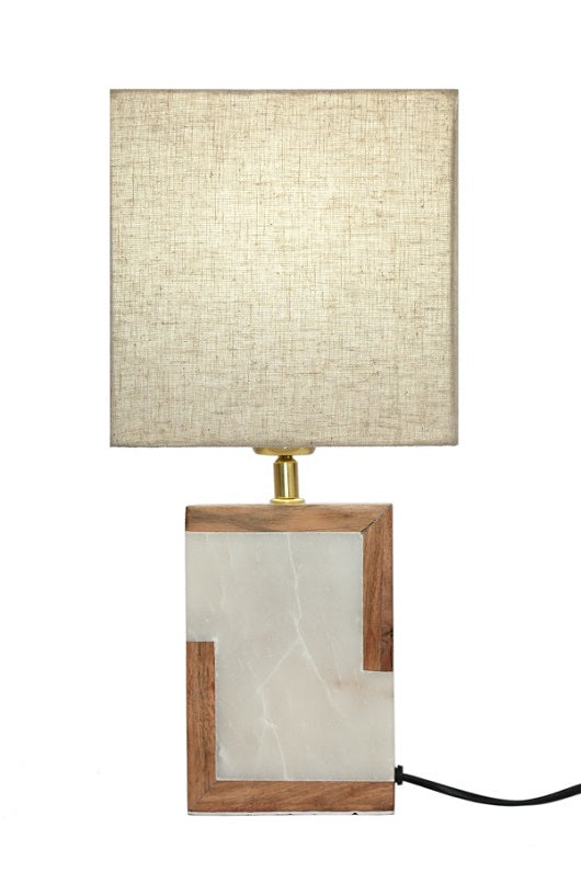 Wooden Corners Marble Table Lamp