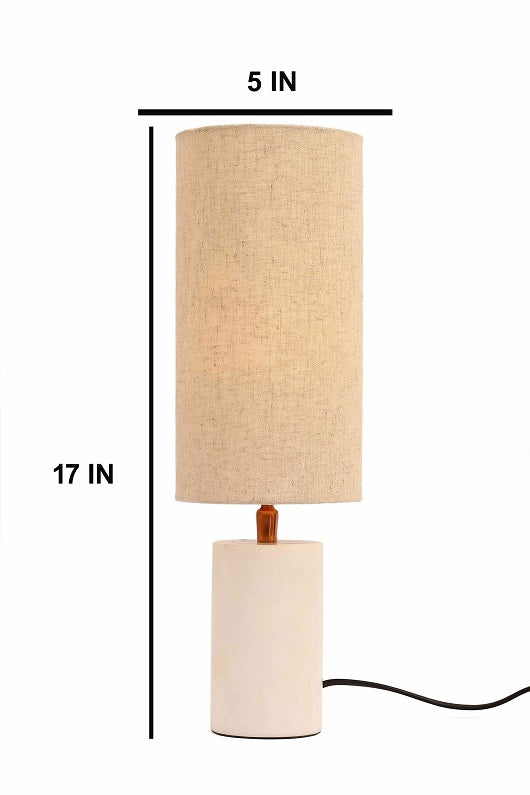Log marble Table Lamp with Biege Shade