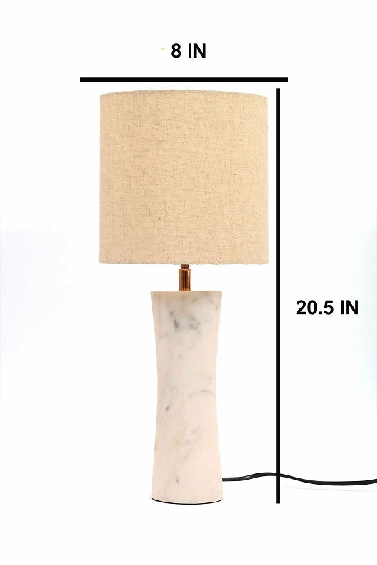 Concave Shape Marble Table Lamp with Beige shade
